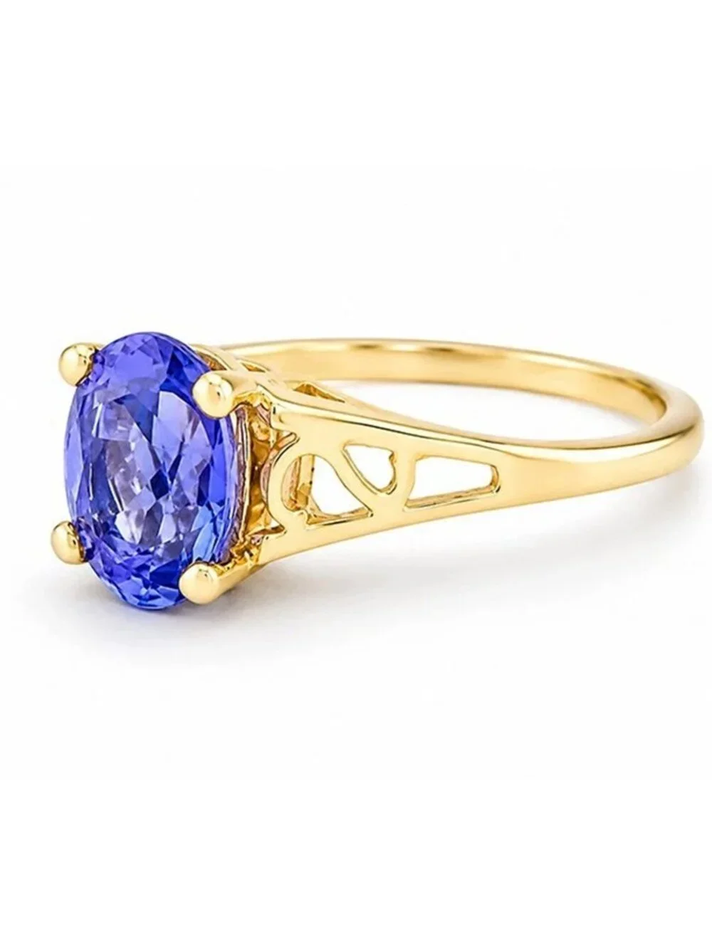 Deep Tone Lab Created Tanzanite 1.72 Carats 14k Yellow Gold Ring